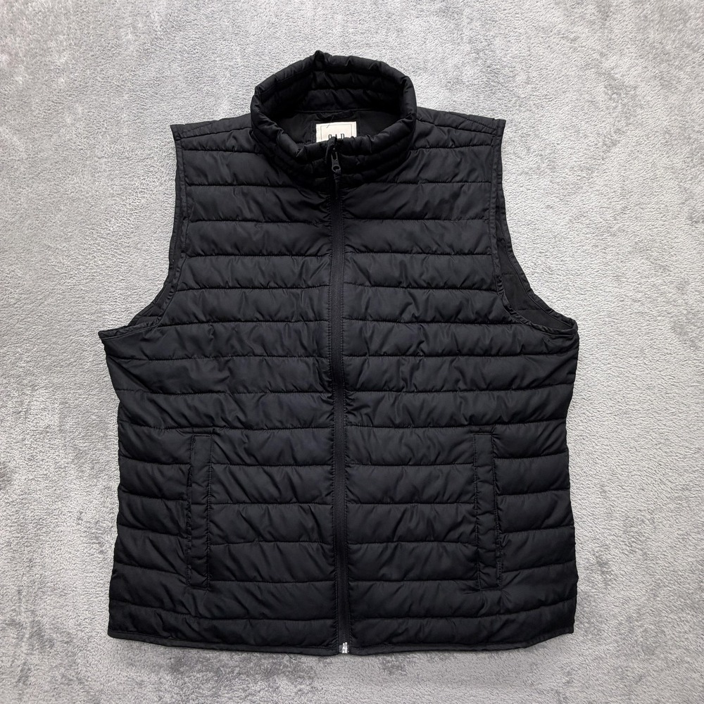 Gap Vest Mens XL Black Puffer Quilted‎ Insulated Lined Pockets ColdControl